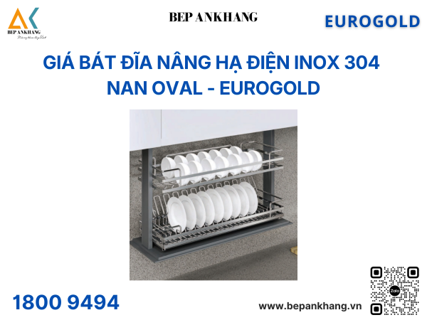 Giá bát đĩa nâng hạ điện inox 304 nan Oval EMP900 (ESP9990Pro) – Eurogold